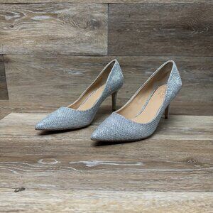 Jewel Badgley Mischka Silver Royalty Evening Pumps Women's Size 9.5